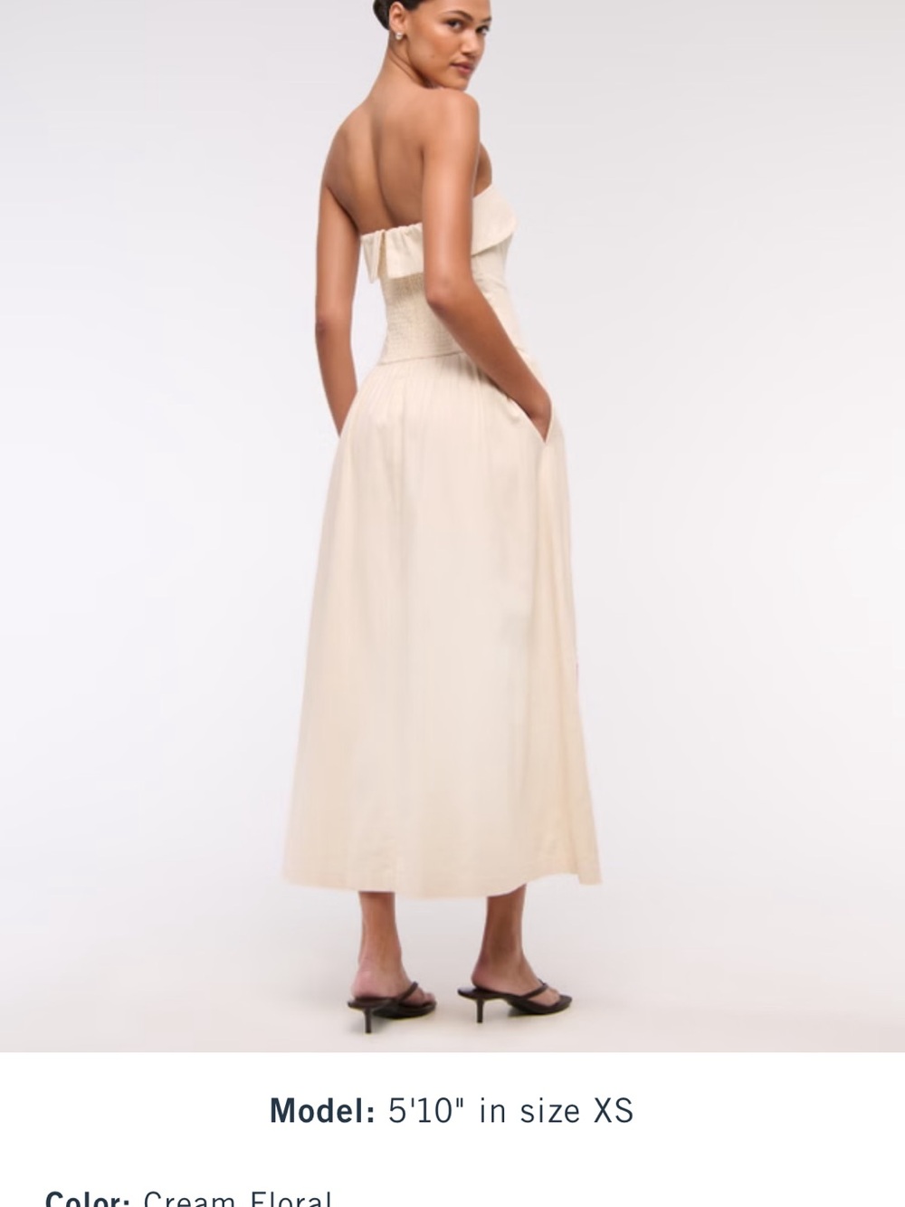Abercrombie & Fitch Cream Strapless Floral Maxi Dress with Pink Accents - Picture 4 of 7